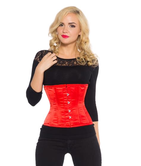 emma red satin underbust steel boned corset glamorous corset