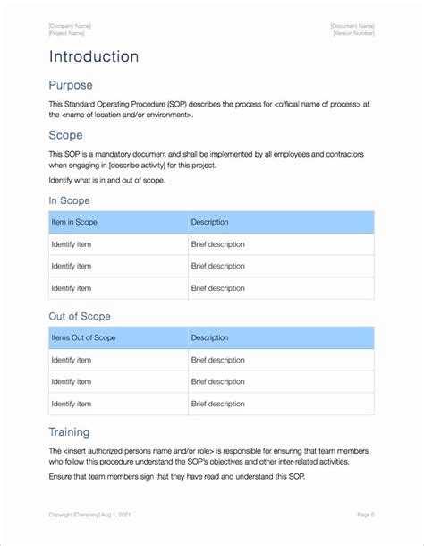 40 Standard Operating Procedures Template Desalas Template