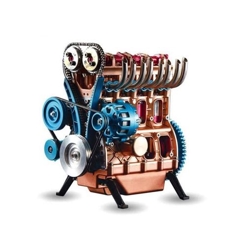 Enginediy V4 Car Engine Assembly Kit Full Metal 4 Cylinder Car Engine