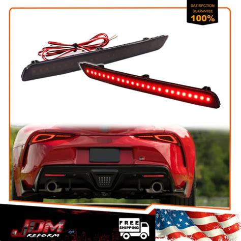 Jdm Smoked Rear Bumper Reflector Led Tail Brake Lights For 20 22 Toyota