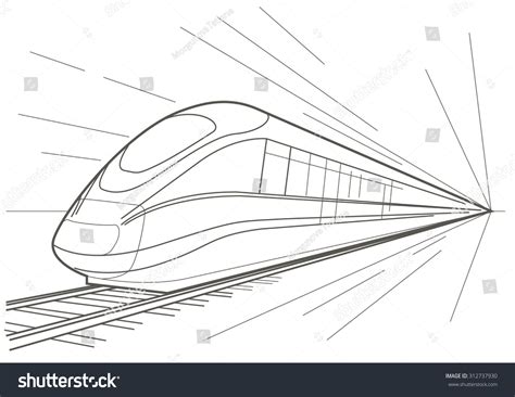 Linear Sketch High Speed Train Stock Vector Illustration 312737930