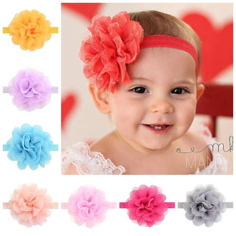 60 Pcslot Large Mesh Chiffon Flower Headband Baby Girls Birthday