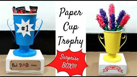 Diy Paper Cup Trophy Diy Trophy With Surprise Box Handmade Trophy
