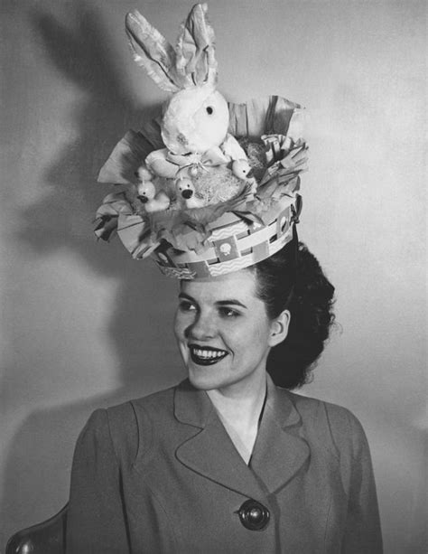 17 vintage photographs show women wearing crazy easter bonnets in the mid 20th century ~ vintage