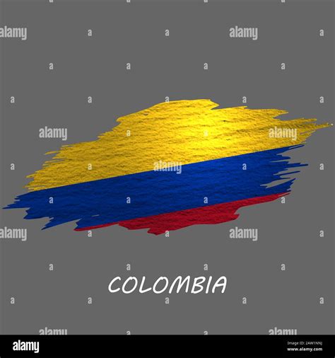 Grunge Styled Flag Of Colombia Brush Stroke Background Stock Vector