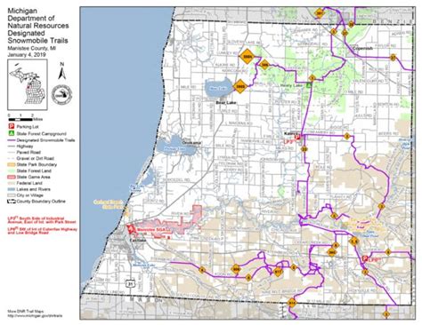 Manistee County Snowmobile Trails Map By Mi Dnr Avenza Maps