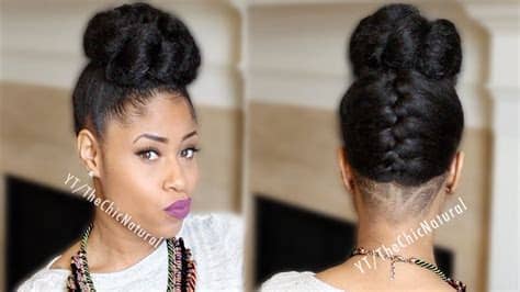 Instead of styling your hair into a low bun with a braided crown, link the top part together for an original approach. Fab French Braided Bun Updo On Natural Hair - YouTube