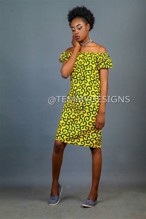 Yellow African Off The Shoulder Dress African Dress Ankara Maxi Dress African Print Dress