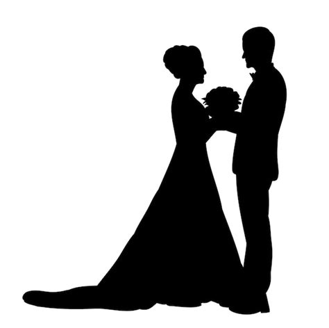 Premium Vector Silhouette Of The Bride And Groom Wedding