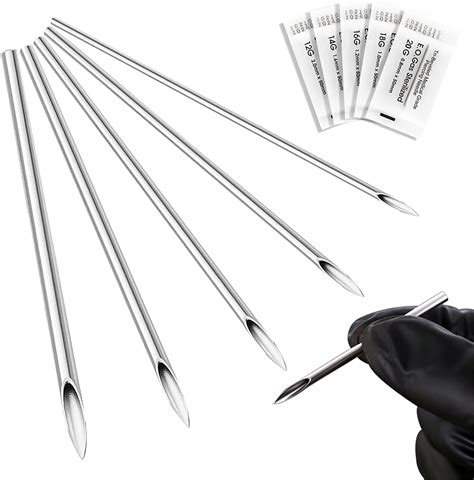 Narkysus Piercing Needles 50pcs Mixed Ear Nose Piercing Needles 12g 14g 16g 18g 20g Stainless