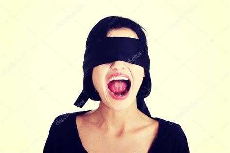 Blindfolded Woman Screaming Stock Photo Piotr Marcinski