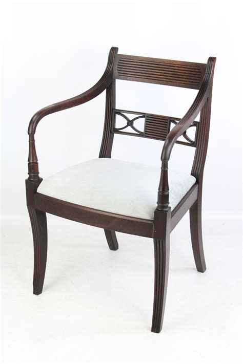 English regency antique original painted armchair. Antique Regency Mahogany Desk Chair / Open Armchair