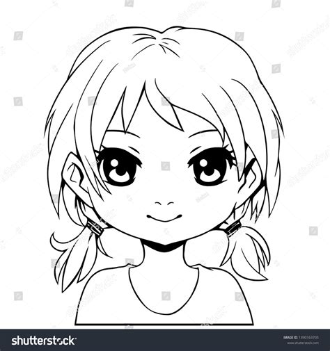 Manga Girl Drawing Lineart Anime Cute Vector Có Sẵn Miễn Phí Bản