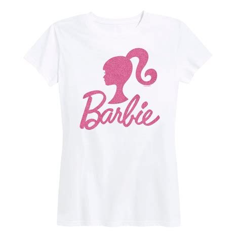 Barbie Logo Pink Glitter Transfer Womens Short Sleeve Graphic T