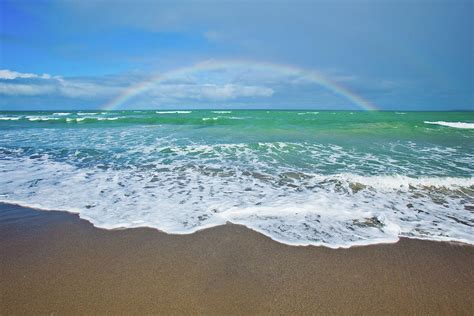 Rainbow Over Ocean By John White Photos