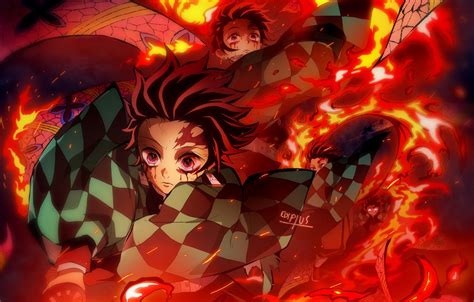 Wallpaper Fire Blood Anime Art Guy The Blade Cleaves Demons