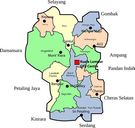 Parliamentary Map Of The Federal Territory Of Kuala Lumpur Malaysia