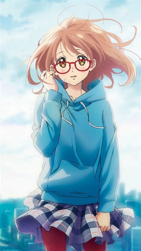 Download Wallpaper 750x1334 Cute Anime Girl Glasses Mirai Kuriyama Kyoukai No Kanata Iphone