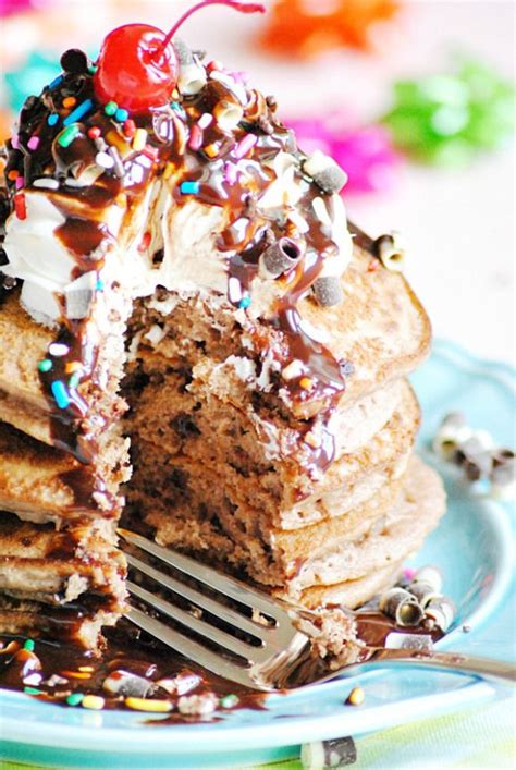 Brownie Batter Pancakes Recipe Recipe Sweet Breakfast Yummy