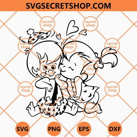 Pebbles And Bambam Kiss Svg The Cutest Flintstones Scene Ever Svg The Flintstones Pebbles And