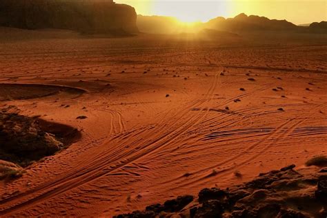 Hd Wallpaper Desert Sunset Sand Wadi Rum Jordan Landscape Red