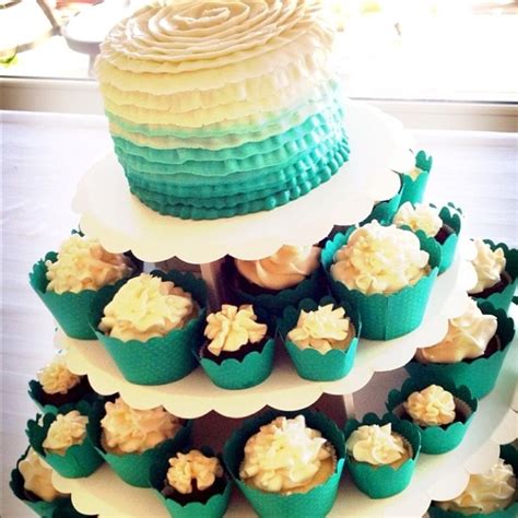 Turquoise ombré cupcake tower by Sweet For Sirten Cupcake tower