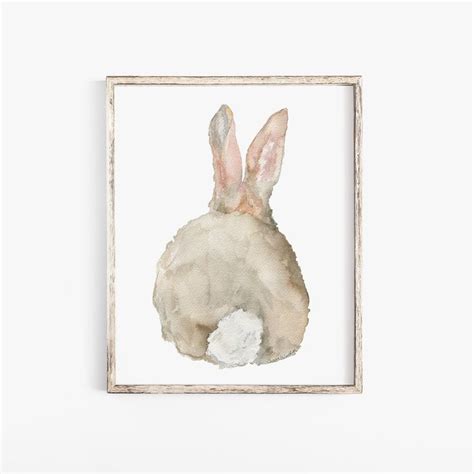 Cottontail Bunny Rabbit Back Watercolor Painting Etsy Rabbit