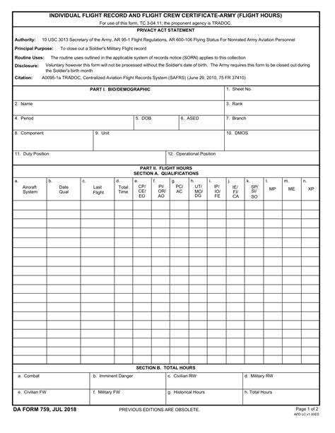 Da Form 759 Fillable Printable Forms Free Online
