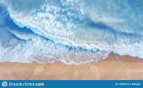 Beach And Waves From Top View Summer Seascape From Air Top View From
