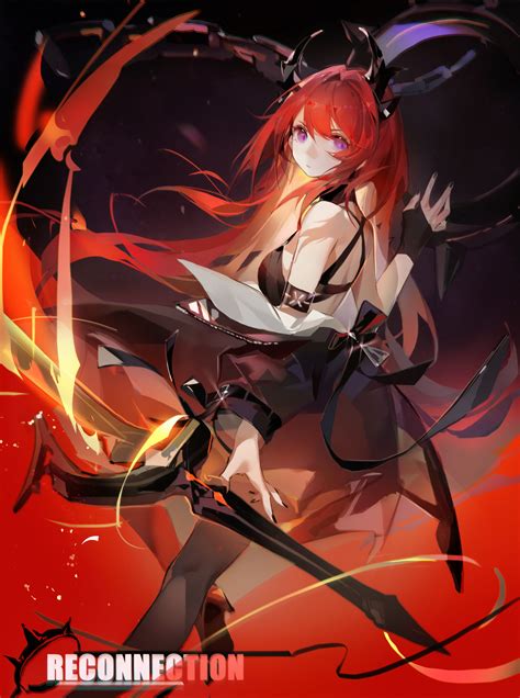 Wallpaper Portrait Display Anime Girls Arknights Redhead Horns Girl With Weapon Ruo Gan