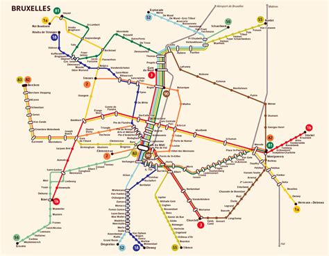 Large Detailed Metro Map Of Brussels City Brussels Belgium Europe