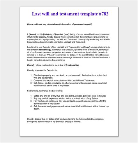 Last Will And Testament Forms And Templates Last Will And Testament