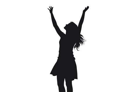 Christian Worship Woman Lifting Hands Silhouette Neon Vector