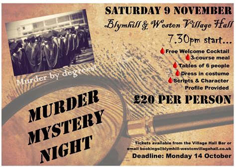 Murder Mystery Night Test Your Sleuthing Skills Blymhill And Weston
