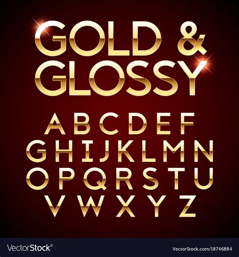 Gold And Glossy Shining Font Golden Alphabet Vector Image
