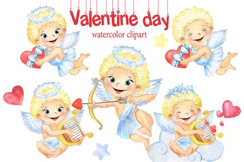 Happy Valentines Day Clipart Cute Angels Cupids Baby Angels By