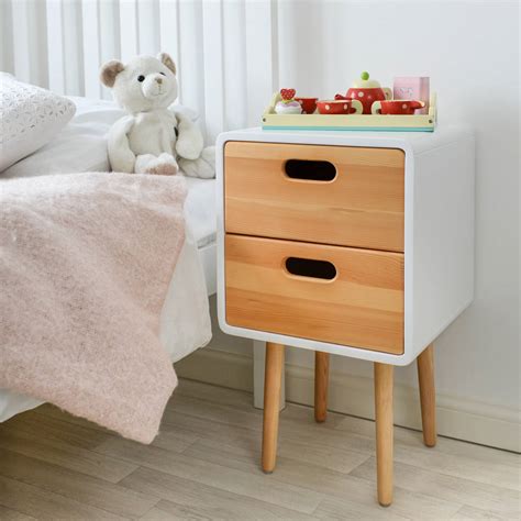 Childrens Solid Wood Bedside Table With White Finish By Afreda