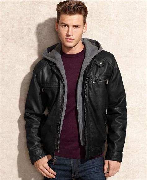 Hooded Leather Jacket Men Leather Fashion Style