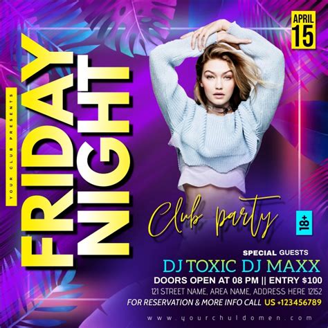 Friday Night Club Party Template Postermywall