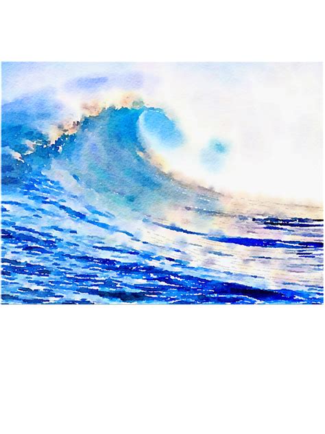 Blue Ocean Wave Watercolor Art Print By Atkinson Arts Ocean Waves Art