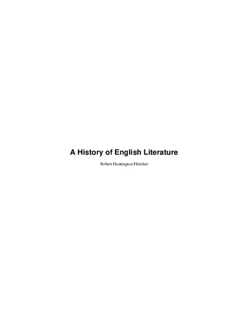 Pdf A History Of English Literature Irina Kudrevatykh