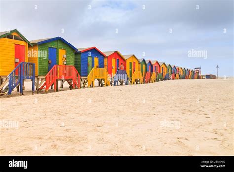 Colorful Victorian Beach Huts At Muizenberg Beach False Bay Near Cape