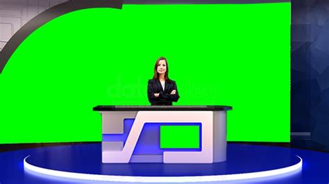 News 040 Tv Studio Set Virtual Green Screen Background Psd
