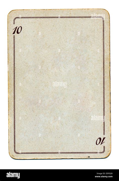 Isolated On White Empty Old Playing Card Paper With Number Ten Stock