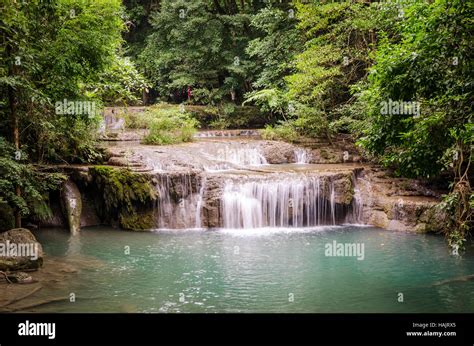 Erawan Waterfalls Thailand In Erawan National Park Stock Photo Alamy