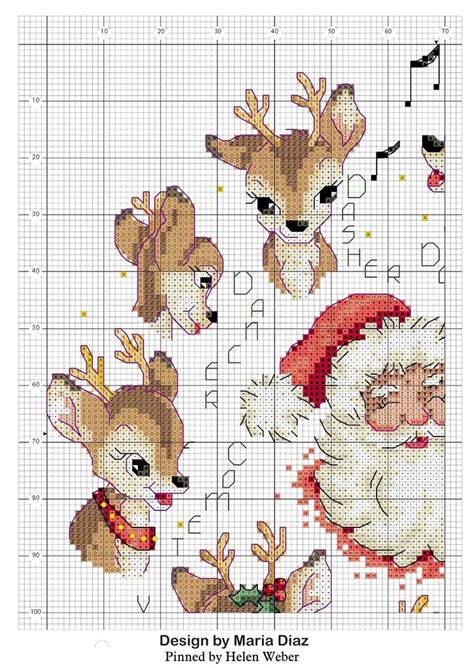 a cross stitch pattern with santa claus and reindeers