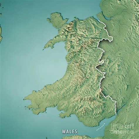 They are called as wales counties. Wales Country 3D Render Topographic Map Border Digital Art by Frank Ramspott