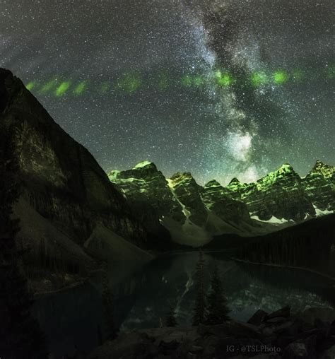 Moraine Lake Alberta Canada Milky Way X Northern Lights 3951x4236
