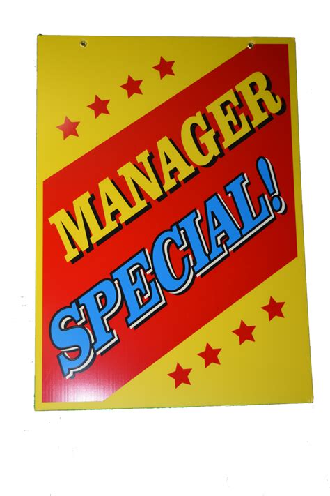 Manager Special Hood Auto Sign 40 X 29 Made In Usa