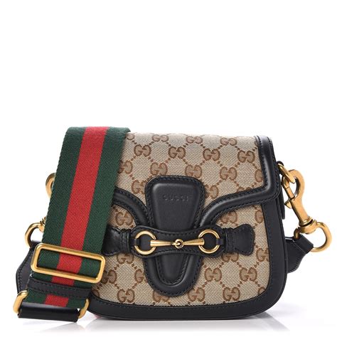 Gucci Monogram Small Lady Web Shoulder Bag Black 252583